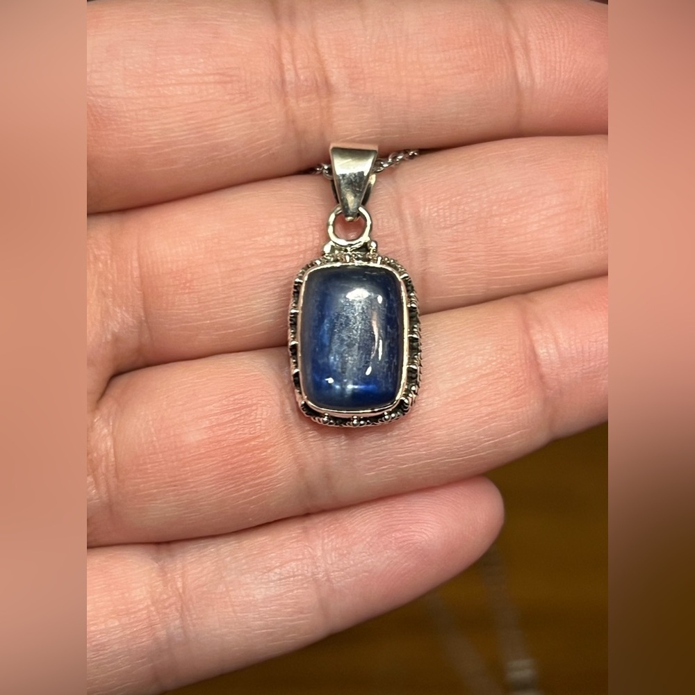Elegant Blue Kyanite Sterling Silver Pendant